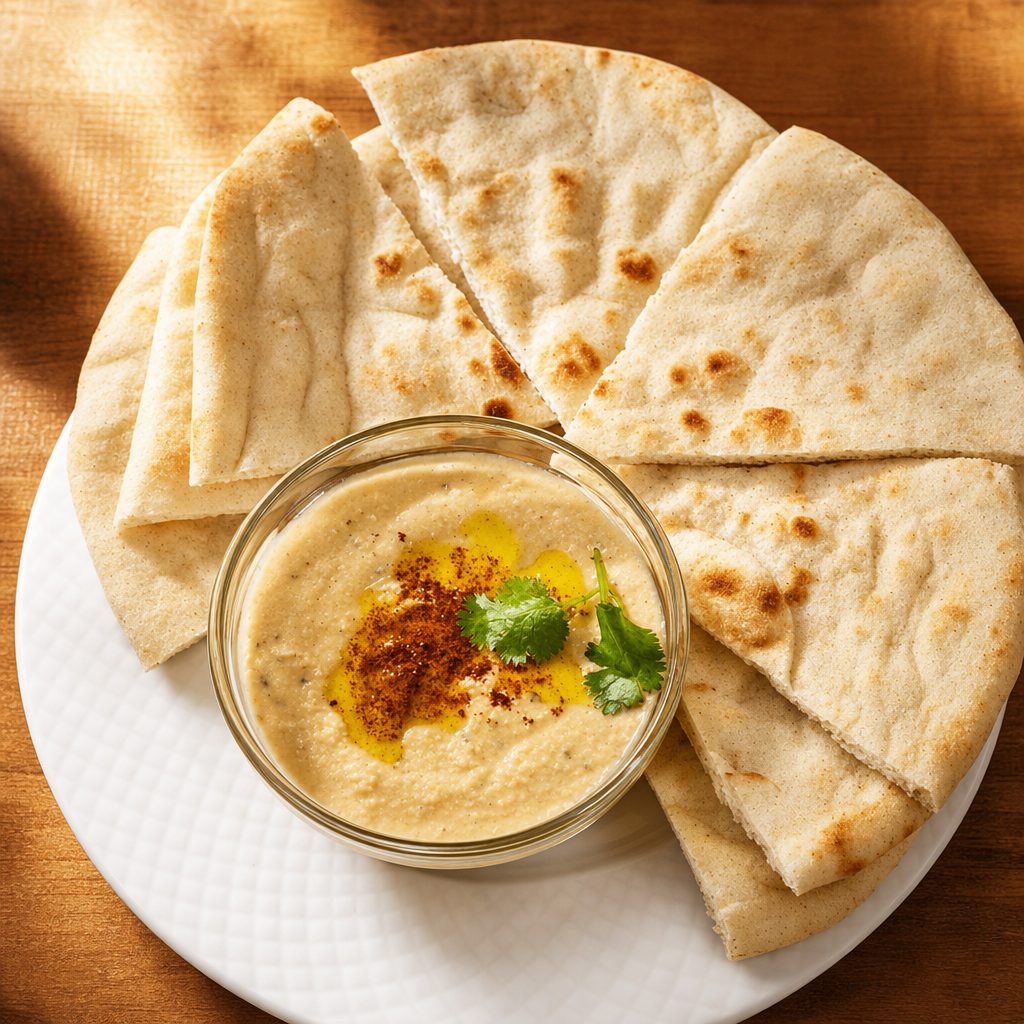 Pita and Hummus.