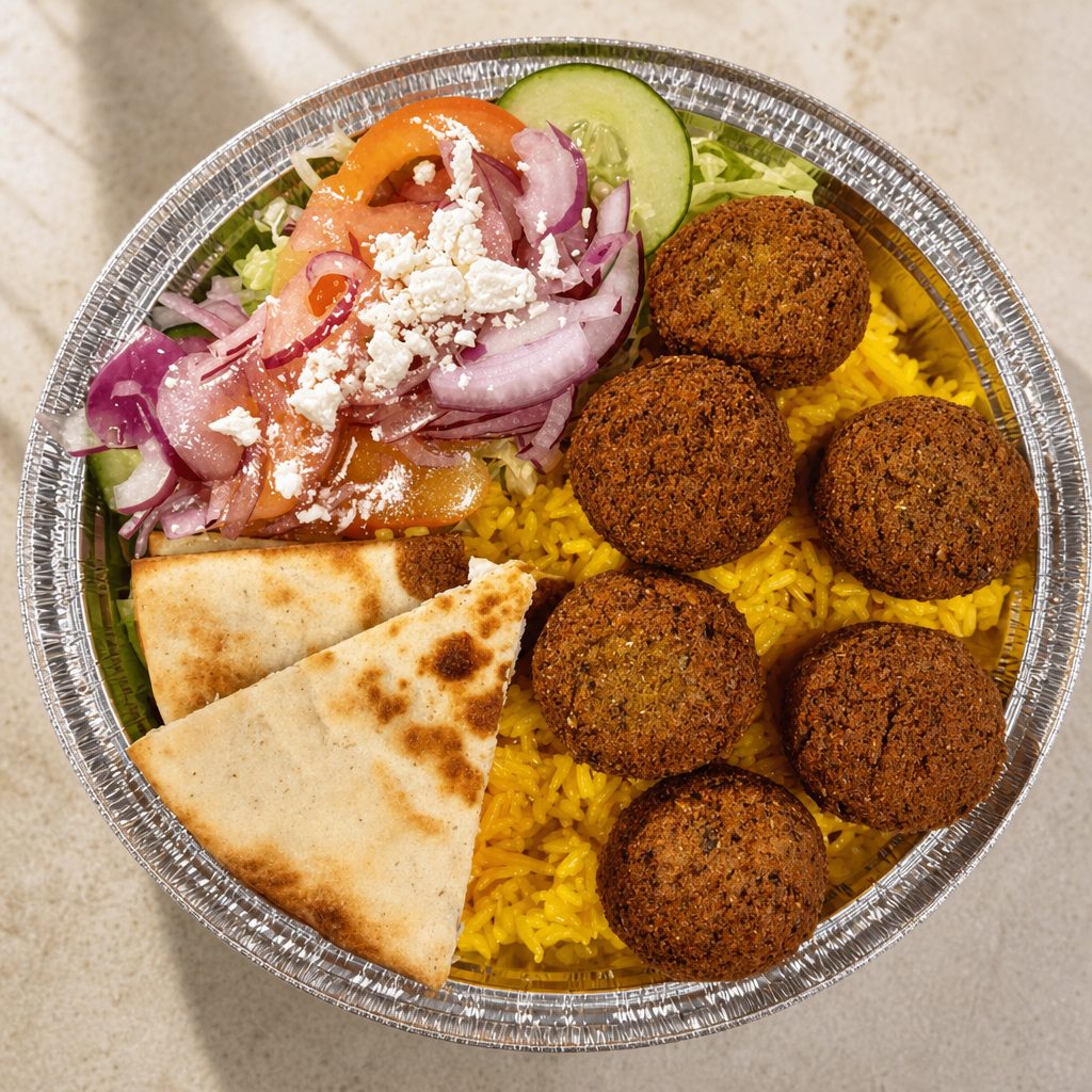 Falafel Over Rice.