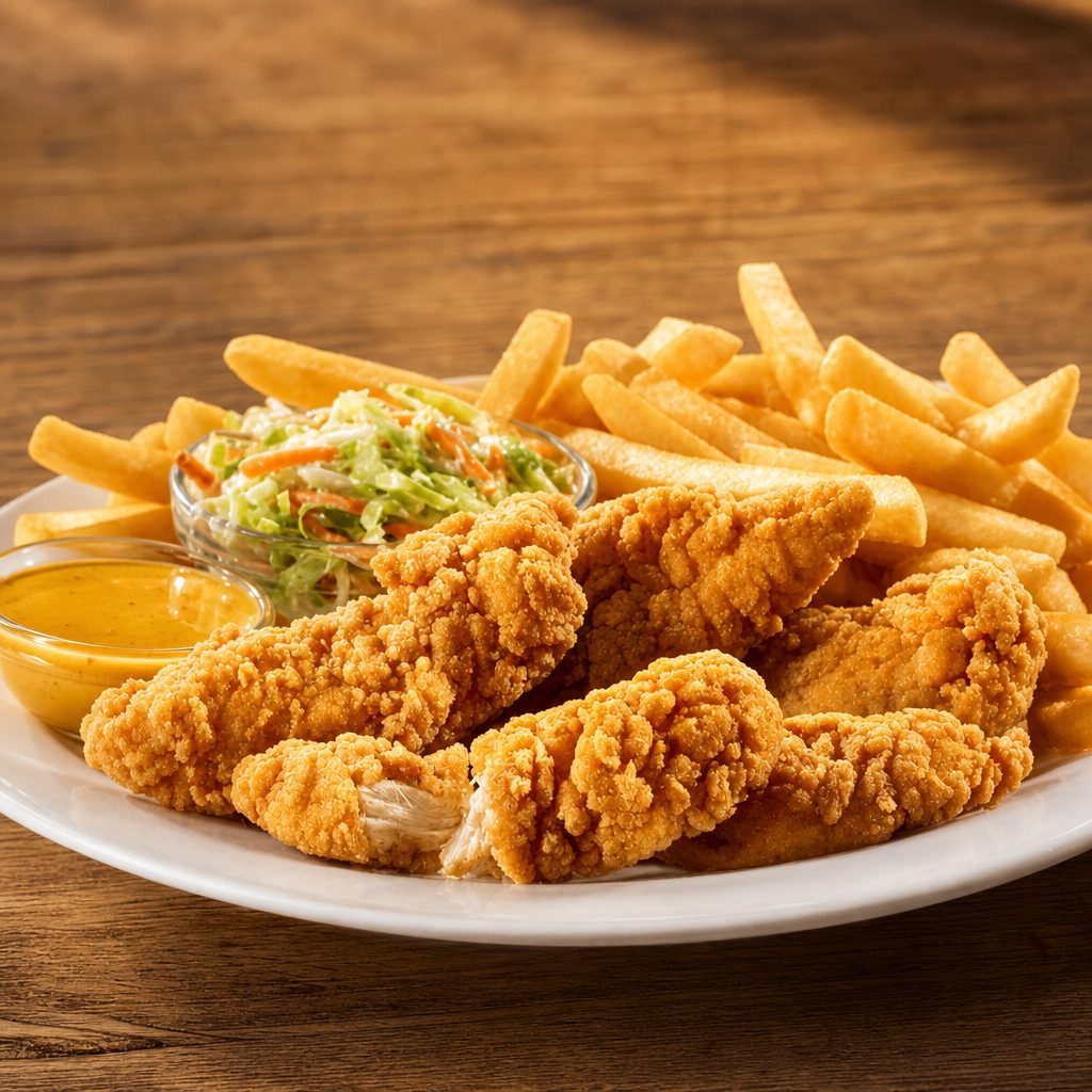 5Pcs Crispy Chicken Tender with Fries.
