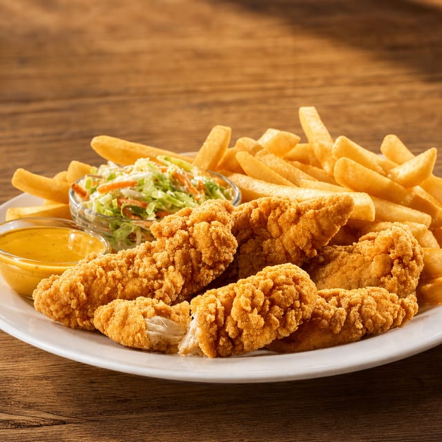 5Pcs Crispy Chicken Tender with Fries.