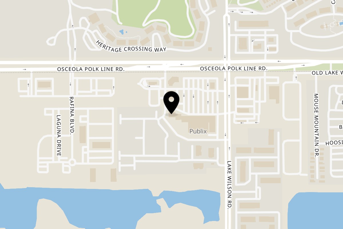 Map showing the location of Reunion Gyro Halal Restaurant on 7900 Lake Wilson Rd in Davenport